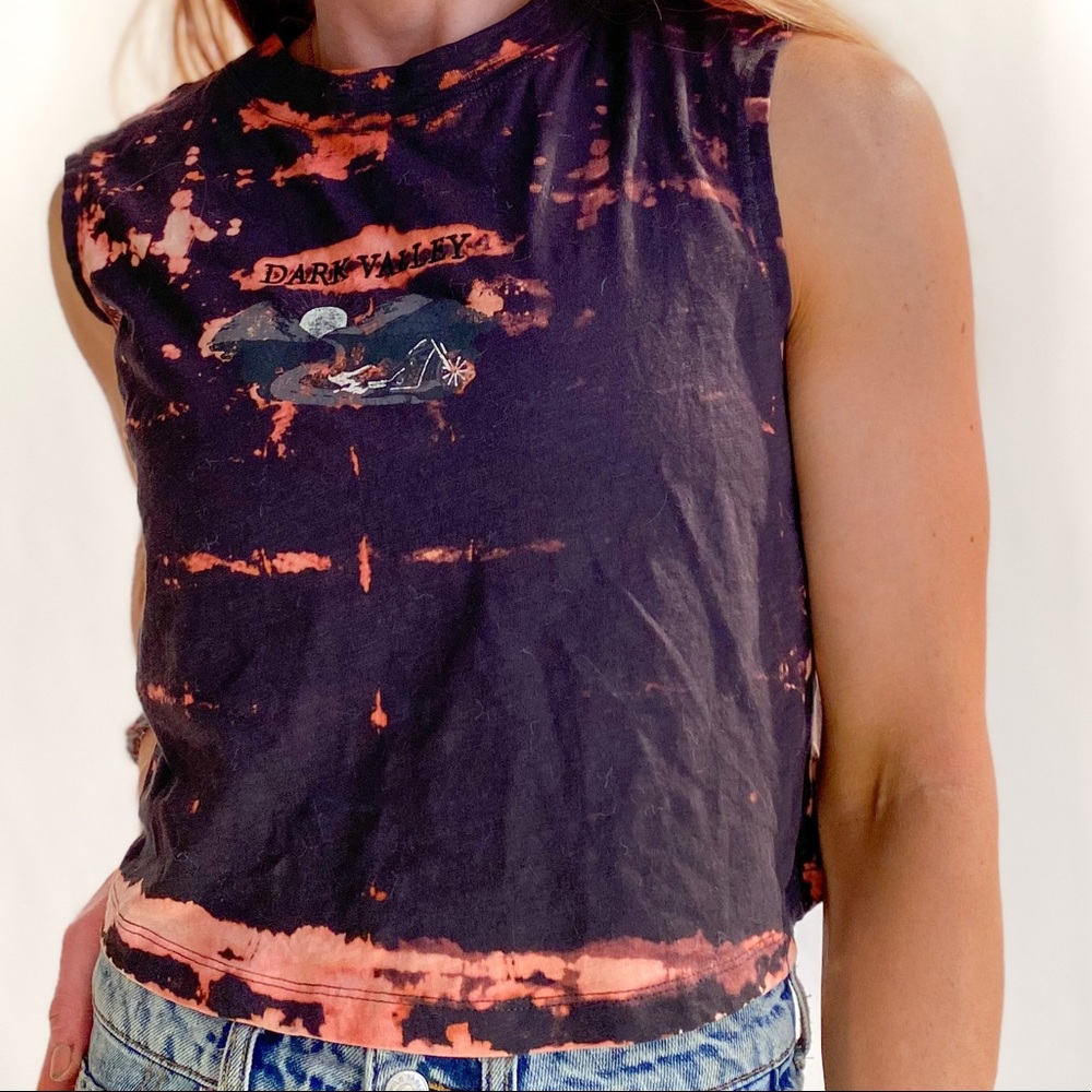 Custom bleach dye "dark valley" muscle tank.